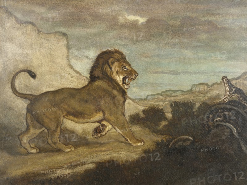 Lion and Python, c1863. Creator: Antoine-Louis Barye.