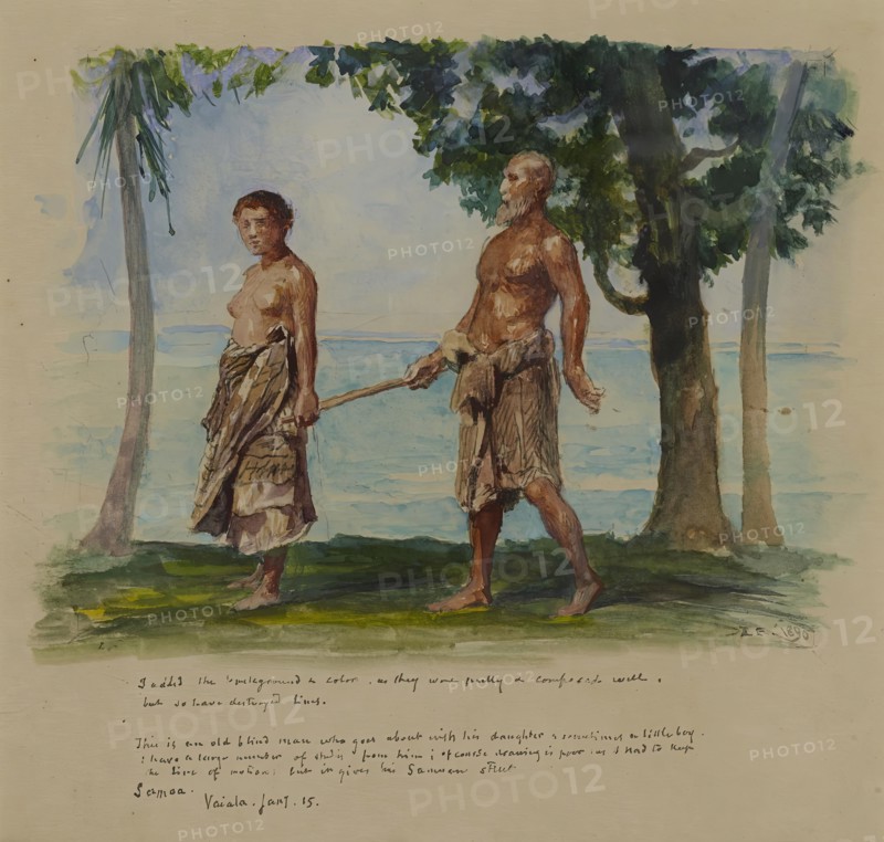 Blind Man and His Daughter, Vaiala, Samoa, 1890. Creator: John La Farge.