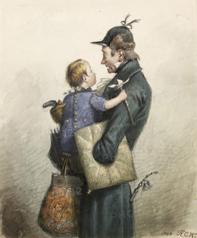 Man in Green Coat with Umbrella, 1848. Creator: Richard Caton Woodville.