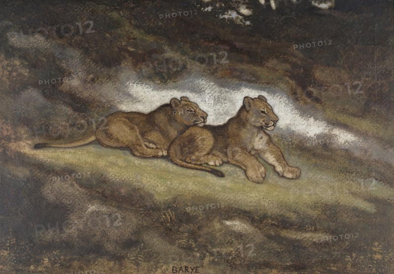 Two Lion Cubs, c1850-1869. Creator: Antoine-Louis Barye.