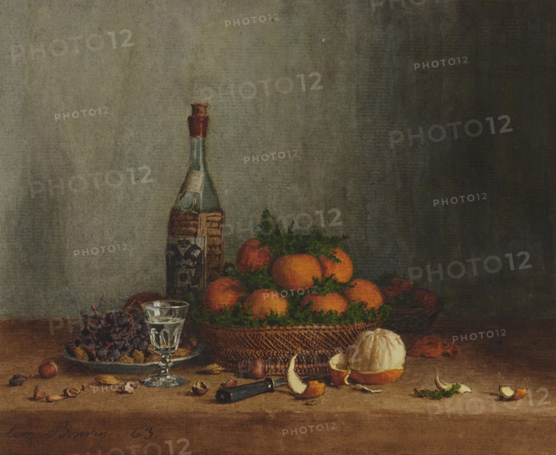 Still Life with Basket of Oranges, 1863. Creator: Leon Bonvin.