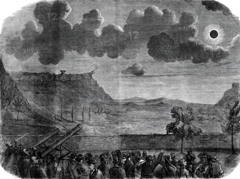 The Eclipse of the Sun on July 18 in Spain - the eclipse at Aguilar - from a sketch by our..., 1860. Creator: Unknown.