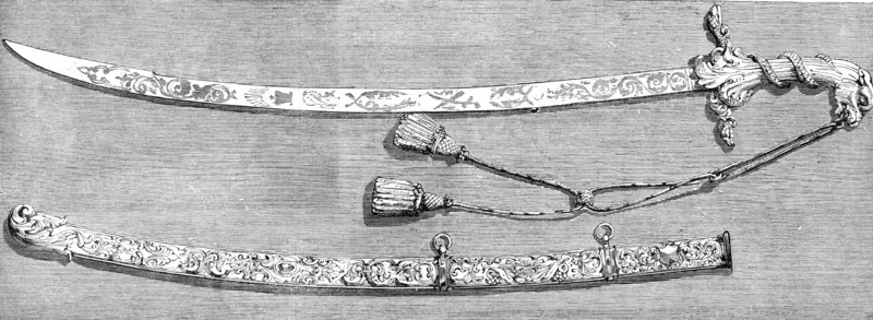 Sword presented to Lord Clyde, G.C.B., on Thursday week, by the Common Council of London, 1860. Creator: Unknown.