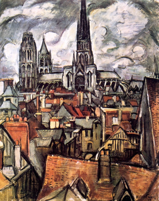'Roofs and Cathedral in Rouen', 1908