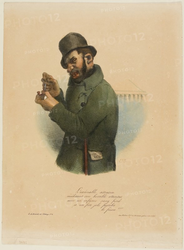 The Execrable Assassin Contemplates his Horrible Assault..., 1832–59. Creator: Charles Joseph Traviès de Villers.