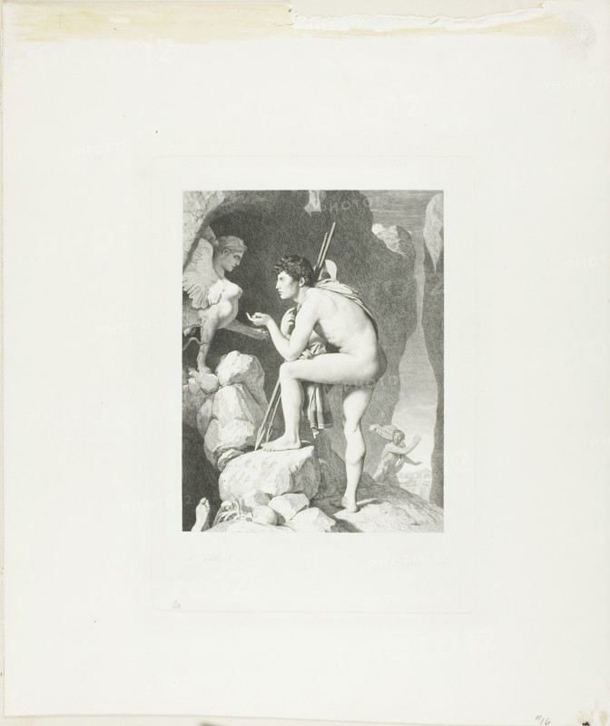 Oedipus and the Sphinx, 1867. Creator: Claude Ferdinand Gaillard.