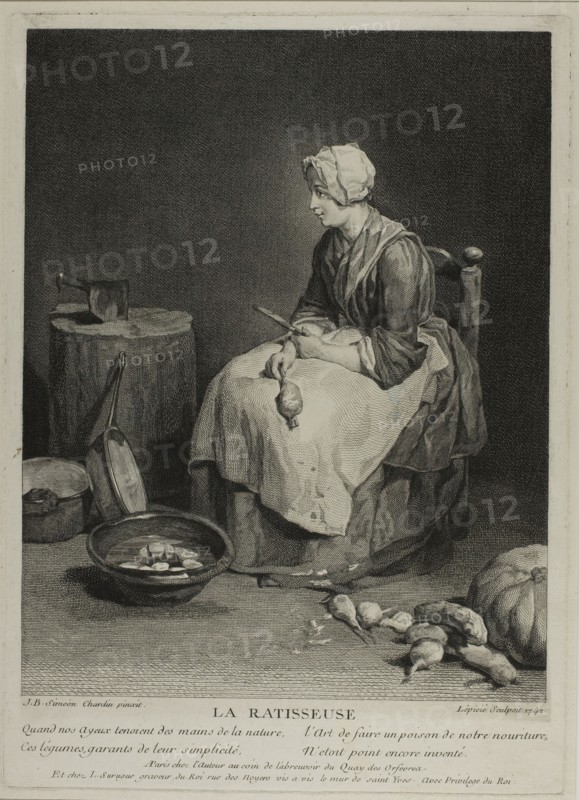 The Kitchen Maid - The Turnip Scraper, 1742. Creator: Francois Bernard Lepicie.