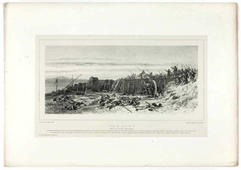 Capture of Bastion no. 9, from Souvenirs d’Italie: Expédition de Rome, published December, 1860. Creators: Hippolyte Lalaisse, Auguste Bry, Chez Frères Gihaut.