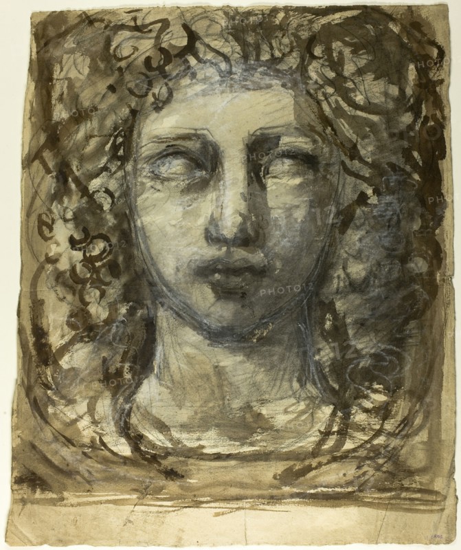 Study of Female Head (recto); Classical Male Head (verso), c. 1890. Creator: Henri Cros.