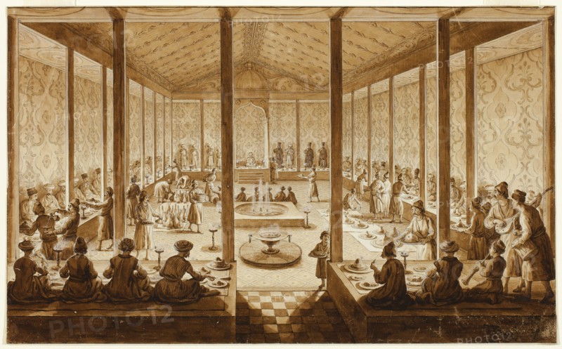 Oriental Banquet Scene, 1795/96. Creators: Jean-Baptiste Hilair, Jean-Baptiste Hilaire.