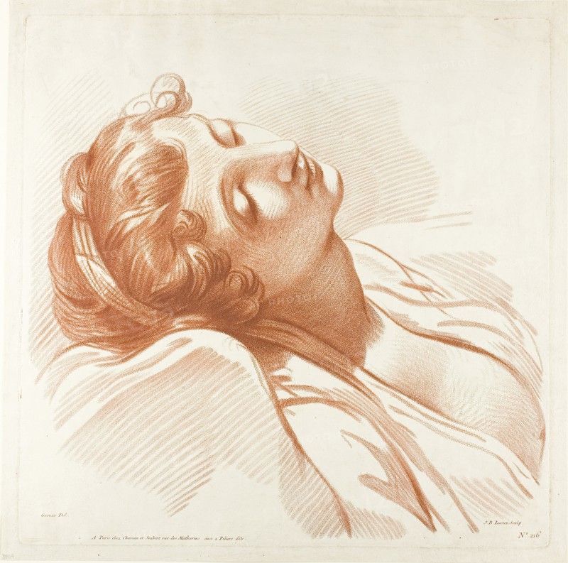 Head of a Young Woman Asleep, 1787/95. Creator: Jean-Baptiste Lucien.