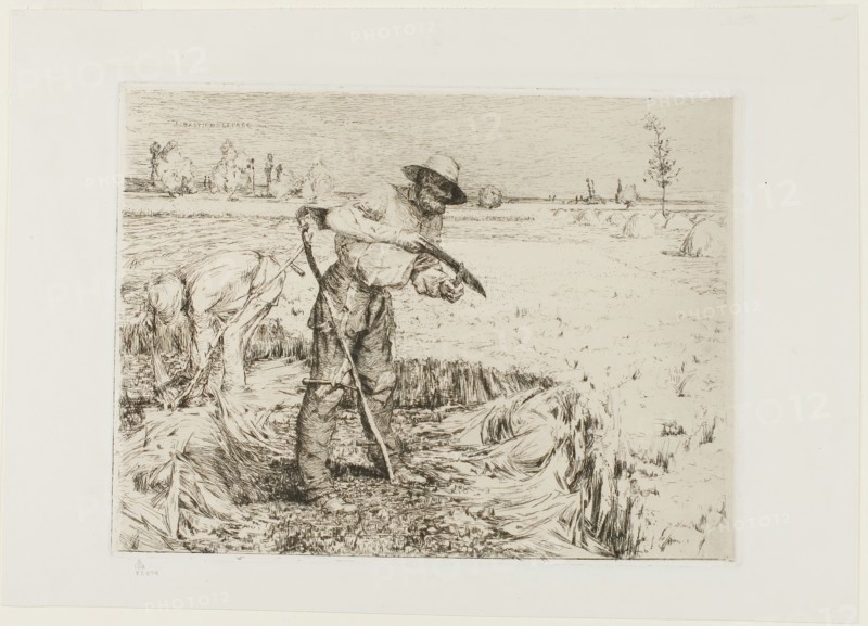 Mower Honing a Scythe, 1878. Creator: Jules Bastien-Lepage.