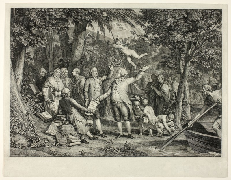 Mirabeau Arrives at the Elysian Fields, Published 1792. Creator: Louis Joseph Masquelier.