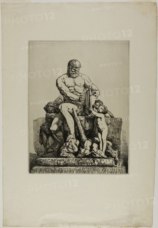 Hercules, plate one from Twelve Etchings by Chifflart, 1865. Creator: Francois-Nicolas Chifflart.