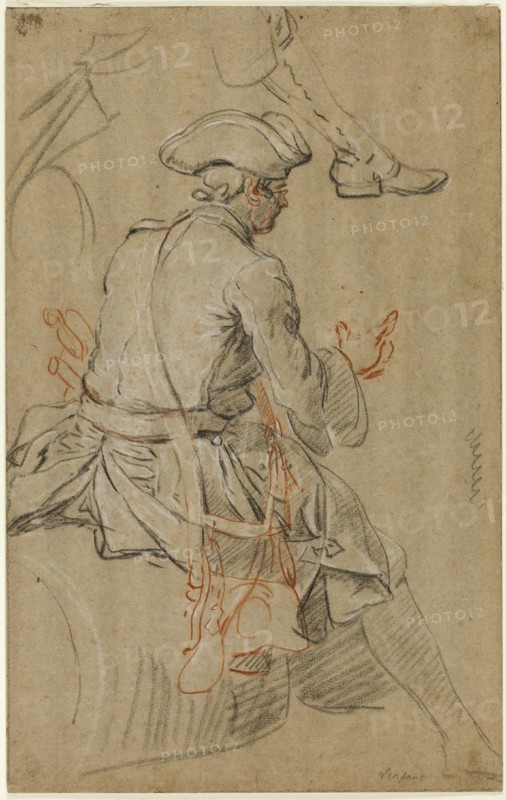 Sketch of Man on Horseback, with Separate Sketch of his Right Foot, n.d. Creator: Pierre Lenfant.