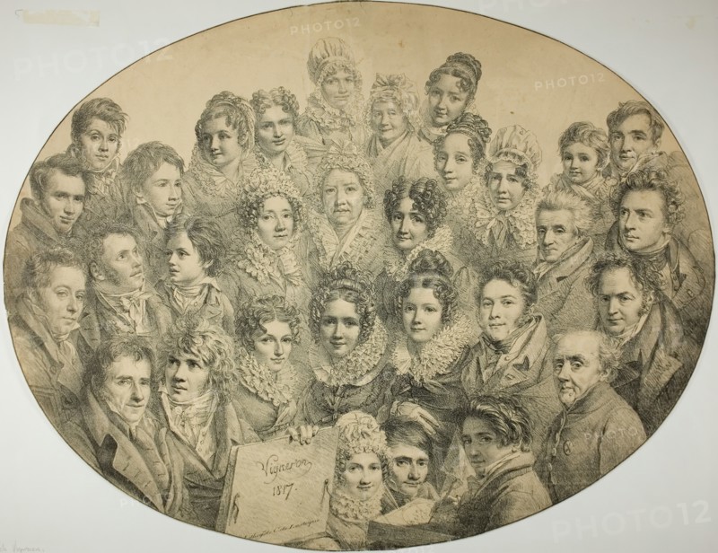Portraits of 31 people in an Oval, 1817. Creator: Pierre-Roch Vigneron.