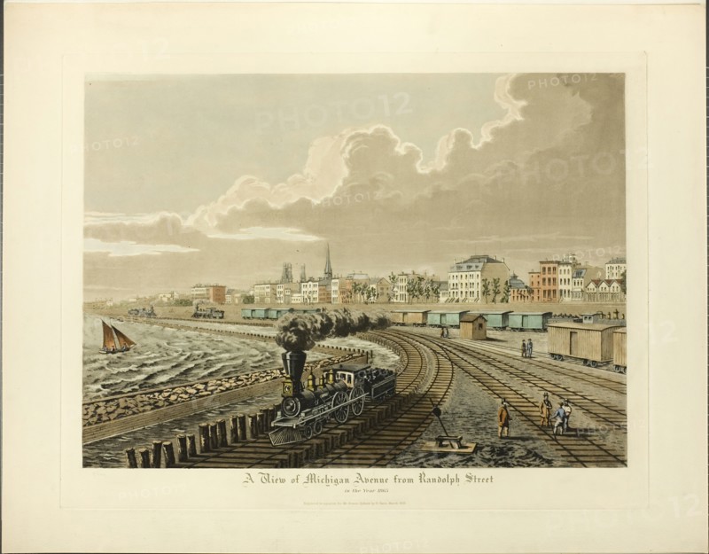 A View of Michigan Avenue from Randolph Street in the Year 1865, published March 1926. Creator: Raoul Varin.