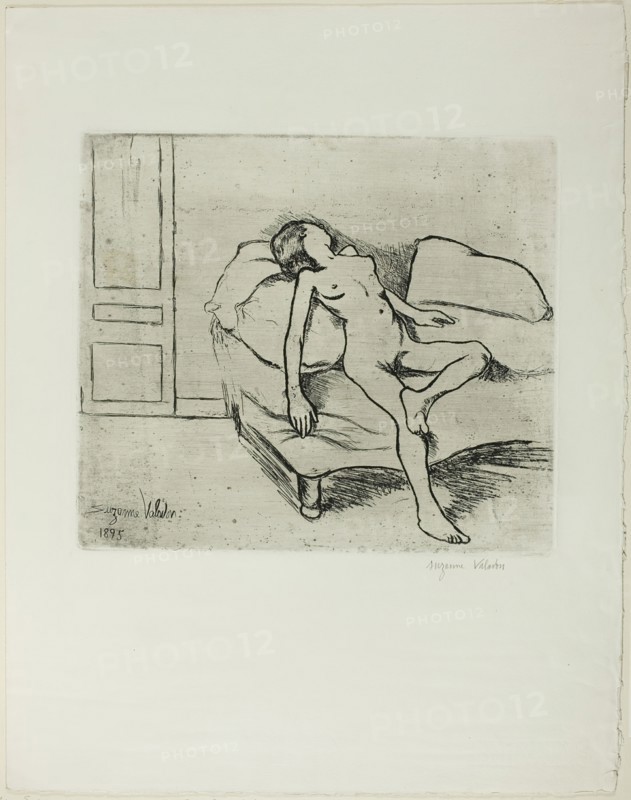 Louise Nude on a Sofa, 1895. Creator: Suzanne Valadon.