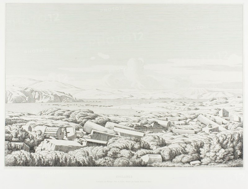 Cyclades: the Porticos of Philip, Port of Dhílos, Rinea (or Greater Dhílos) and Tínos, 1846. Creator: Theodore Caruelle d'Aligny.