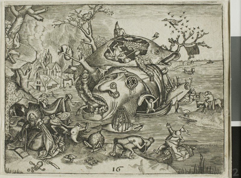 The Temptation of Saint Anthony, plate 16 from the Emblemata Secularia, published 1596 or 1611. Creator: Johann Theodor de Bry.