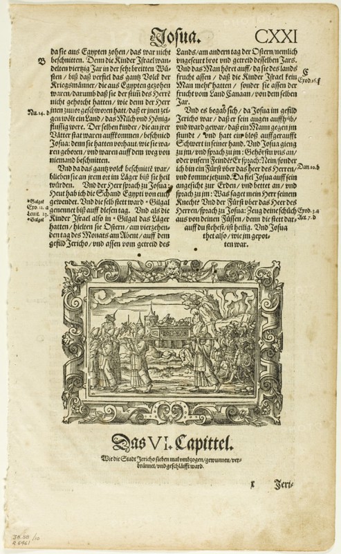 The Taking of Jericho from Catholische Bibell, plate ten from Woodcuts...1564, assembled...1937. Creator: Virgil Solis.