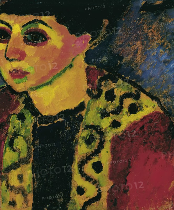 Lady in front of blue background, 1908. Creator: Alexei Jawlensky.