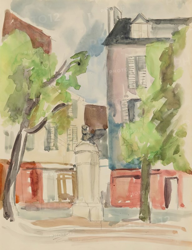 Village Square, 1935-1940. Creator: Anny Dollschein.