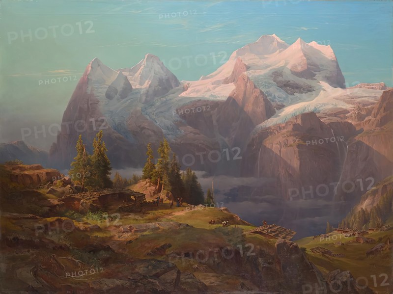 Wengeralpe in the Bernese Oberland (Eiger, Monk and Virgin), 1853. Creator: Anton Hansch.