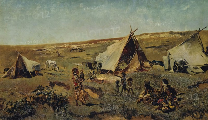 Gypsy camp in the Puszta, c1875/1880. Creator: Anton Romako.