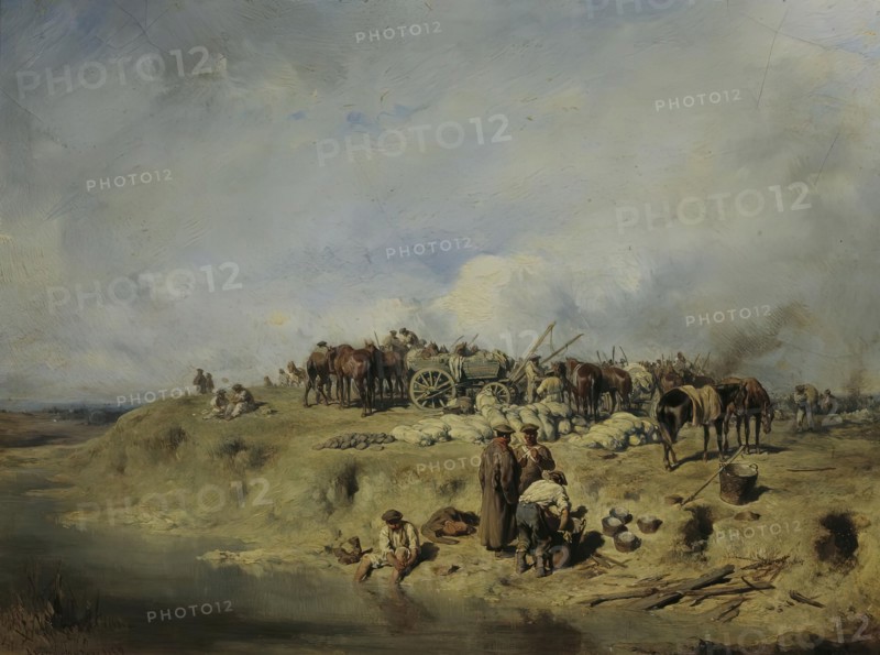 Bivouac of Russian soldiers, 1852. Creator: August von Pettenkofen.
