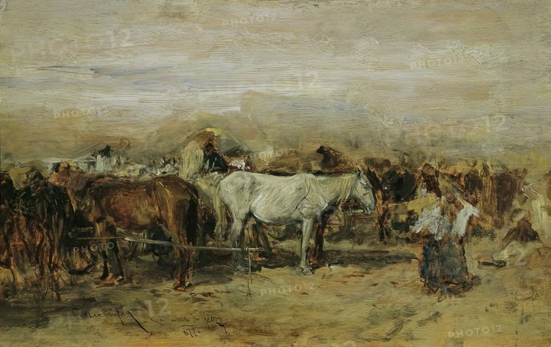 Horse market in Szolnok II, 1877. Creator: August von Pettenkofen.