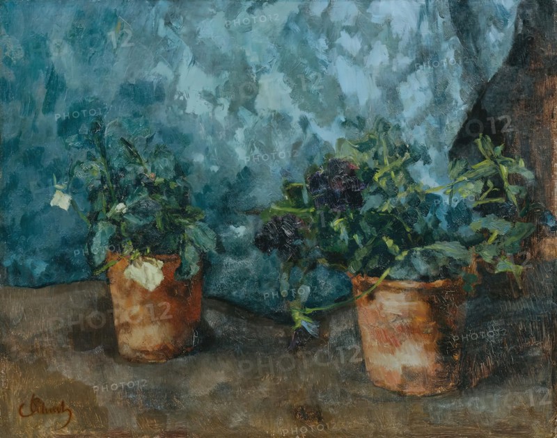 Still life with flower pots, c1890. Creator: Carl Schuch.