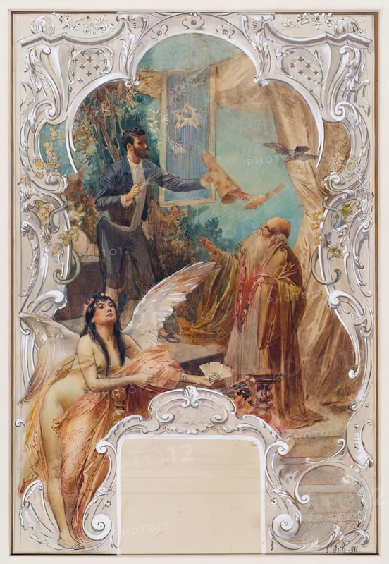 Pocket player (design for a mural in Varieté Ronacher, Vienna), 1888. Creator: Eduard Veith.