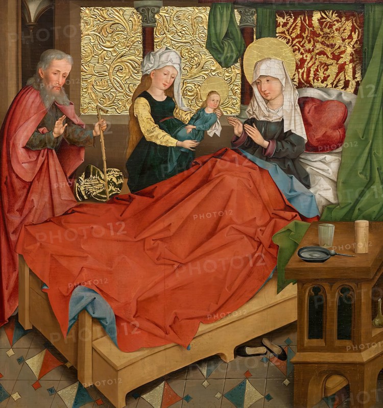 Birth of Mary, 1490. Creator: Master of the Divisio Apostolorum.