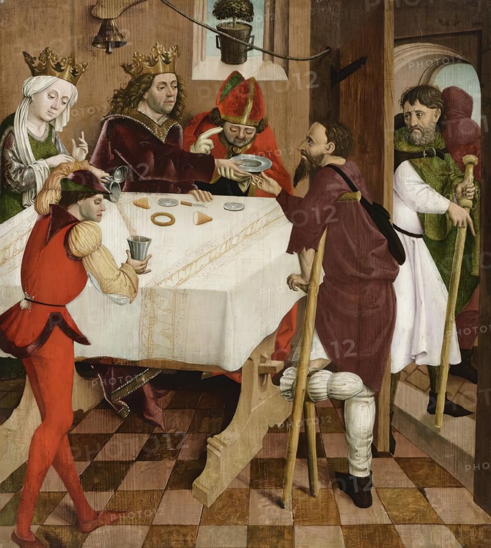 Almsgiving of St. Oswald, c1480/1485. Creator: Master of the Oswald Legend.