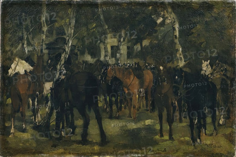 Dismounted cuirassiers, c1875. Creator: Wilhelm Trübner.