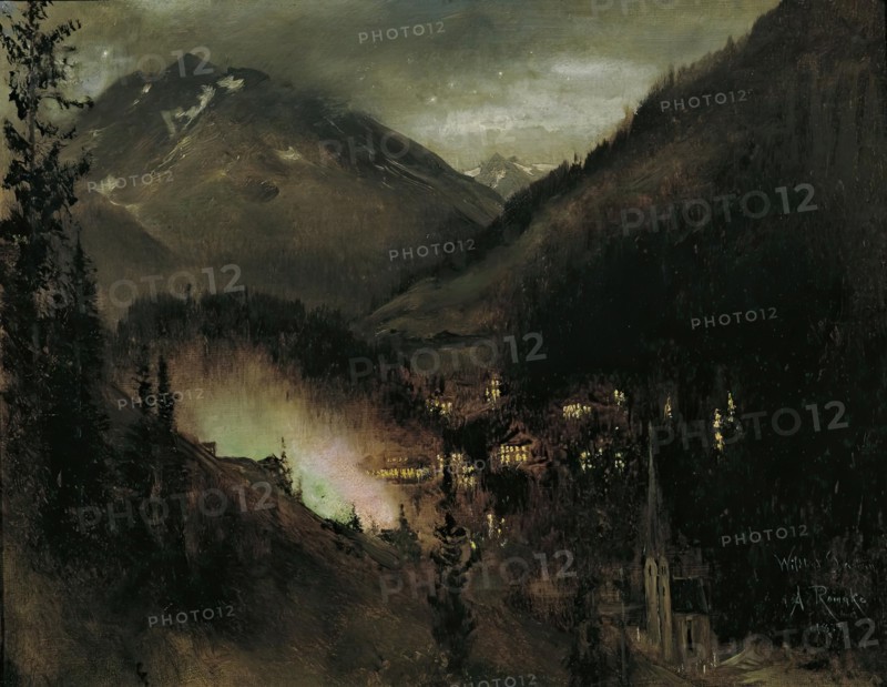 Wildbad Gastein in the evening (with Bengali lighting), 1877. Creator: Anton Romako.