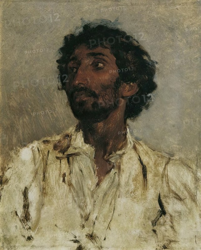 Half-length portrait of a gypsy, 1860/1870. Creator: August von Pettenkofen.