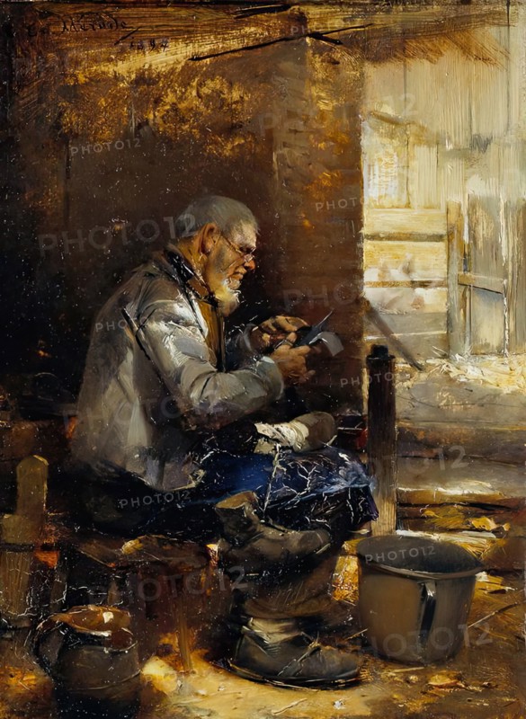 Peasant cobbler, 1897. Creator: Carl von Merode.