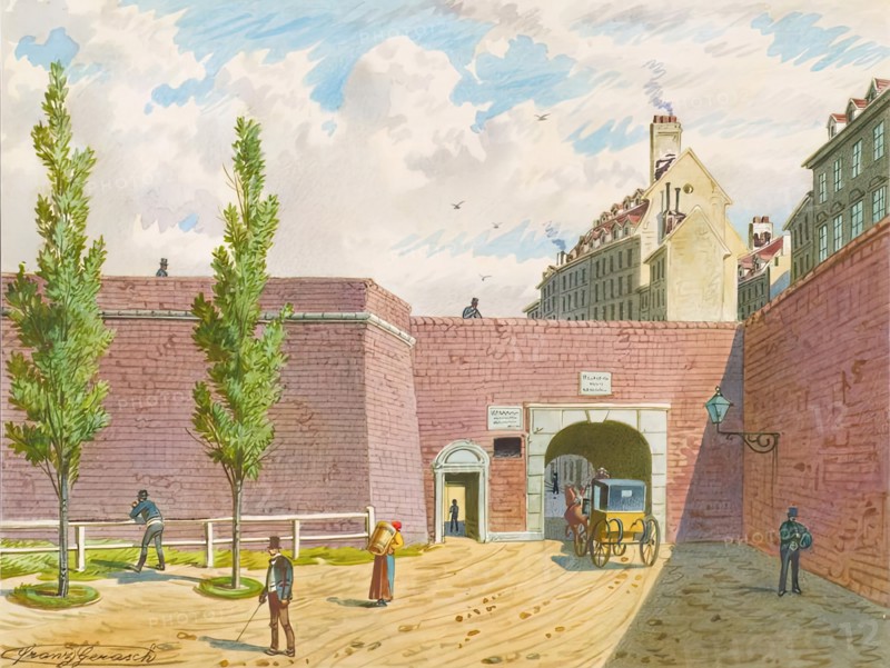 The Fischertor in Vienna, 1854. Creator: Franz Gerasch.