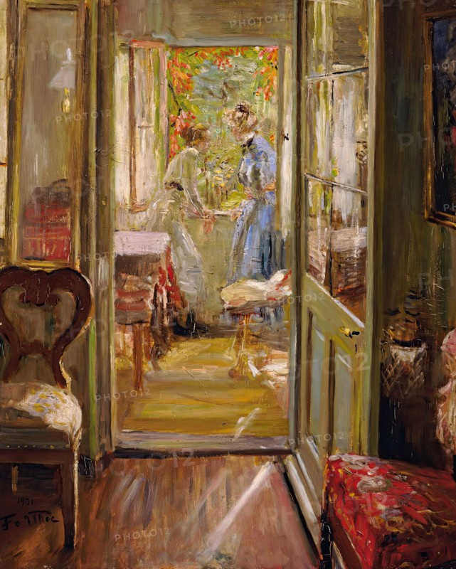 The artist's daughters in the veranda, 1901. Creator: Fritz Karl Hermann von Uhde.