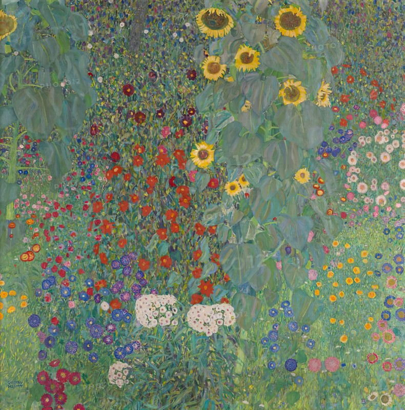Cottage garden with sunflowers, 1906. Creator: Gustav Klimt.