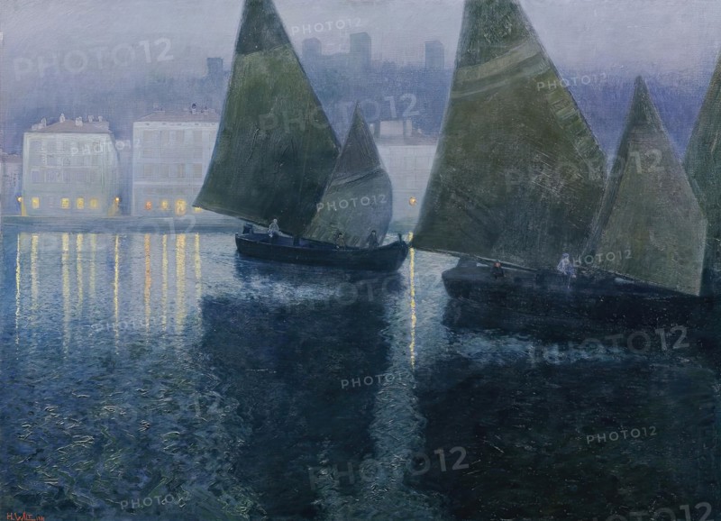 Moonlit night in an Istrian port, 1901. Creator: Hans Wilt.