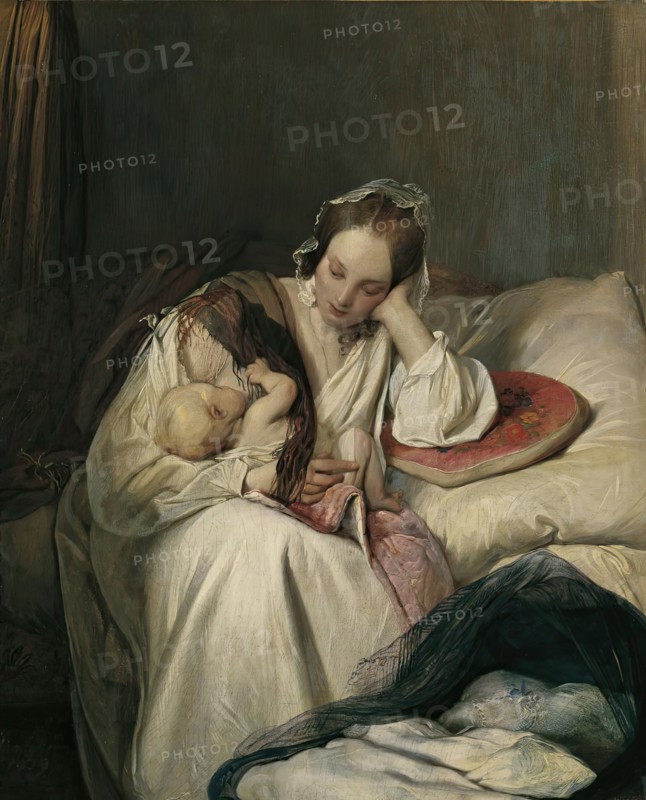 Mother's Love (The Artist's Wife with Child), 1839. Creator: Josef Danhauser the Younger.
