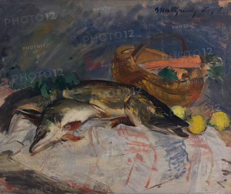 Still life with fish, 1921. Creator: Zsolnay László Mattyasovszky.