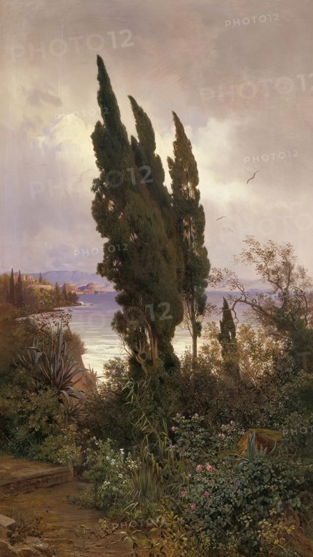 Garden in front of the royal castle on Corfu, 1888. Creator: Ludwig Hans Fischer.