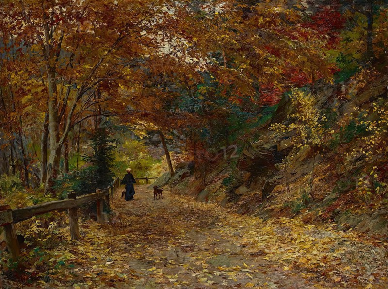 Falling leaves, 1899. Creator: Olga Wisinger-Florian.