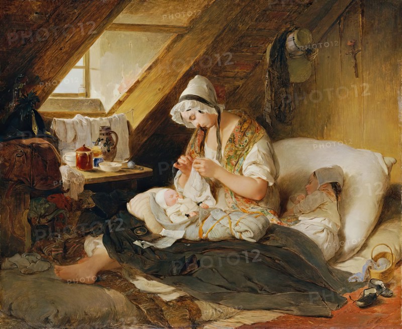 The poor officer's widow, 1836. Creator: Peter Fendi.