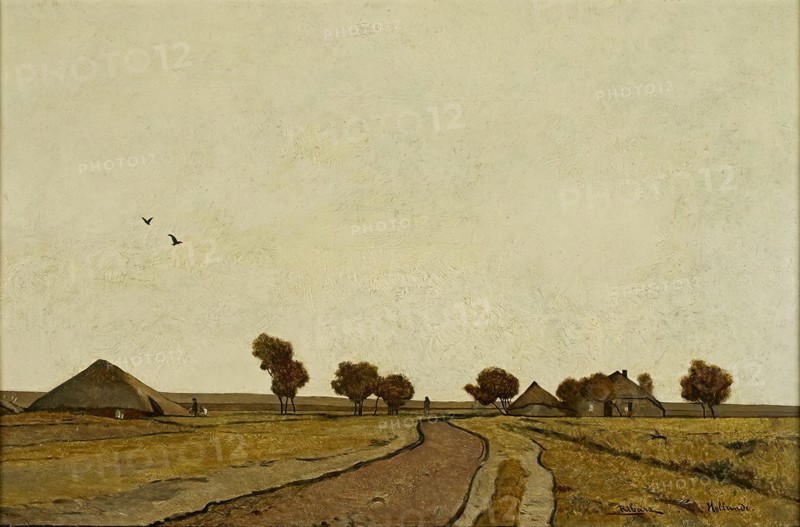 Dutch landscape with farms, 1877. Creator: Rudolf Ribarz.