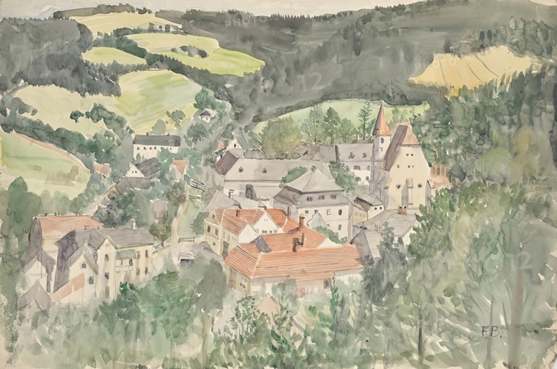 Village landscape, around 1910/1920. Creator: Franz Barwig.